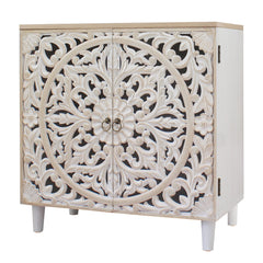 Accent Cabinet with 2 Doors and Carved Floral Details