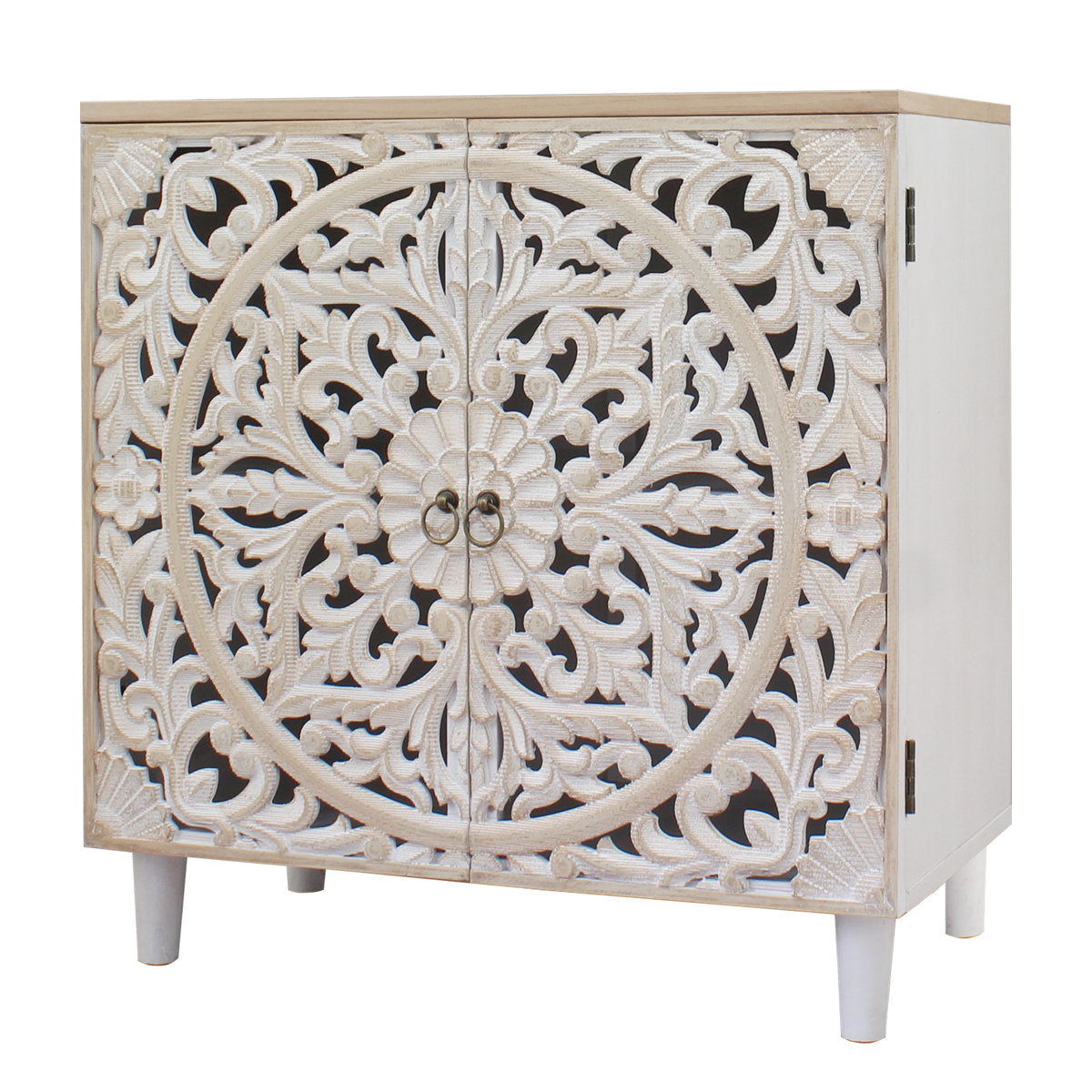 Accent Cabinet with 2 Doors and Carved Floral Details