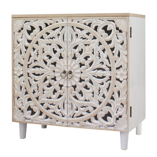 Accent Cabinet with 2 Doors and Carved Floral Details