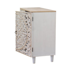 Accent Cabinet with 2 Doors and Carved Floral Details