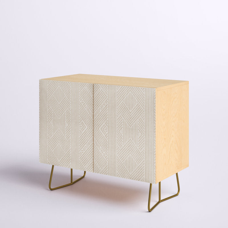 Accent Cabinet with 2 Doors and Metal Sled Base in Birch