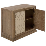 Accent Cabinet with 2 Doors and Nailhead Details in Rustic Oak
