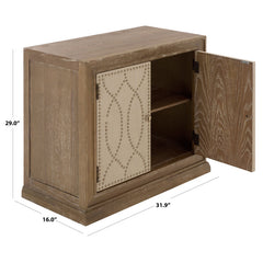 Accent Cabinet with 2 Doors and Nailhead Details in Rustic Oak