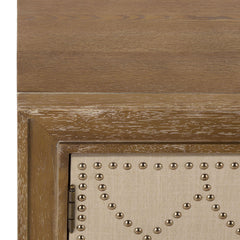 Accent Cabinet with 2 Doors and Nailhead Details in Rustic Oak