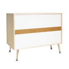 Accent Cabinet with 2 Doors in Birch and Manufactured Wood, Black Floral Fronts