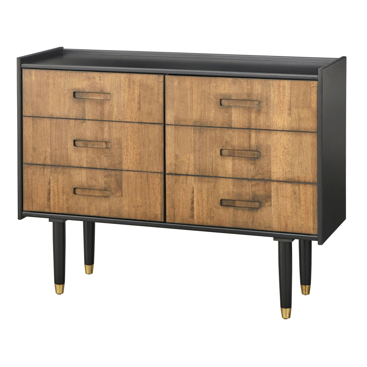 Accent Cabinet with 2 Doors in Black and Walnut Two-Tone Finish