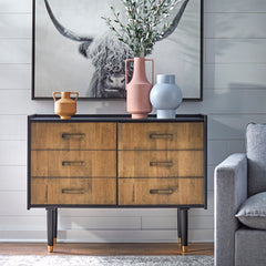 Accent Cabinet with 2 Doors in Black and Walnut Two-Tone Finish