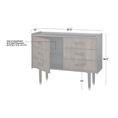 Accent Cabinet with 2 Doors in Black and Walnut Two-Tone Finish
