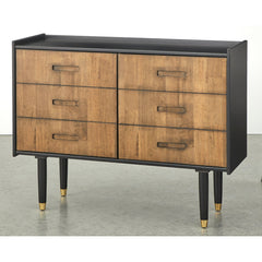 Accent Cabinet with 2 Doors in Black and Walnut Two-Tone Finish