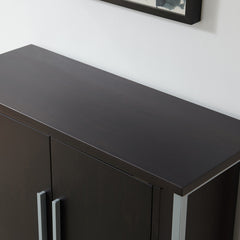 Accent Cabinet with 2 Doors in Black Solid Wood with Silver Iron Base