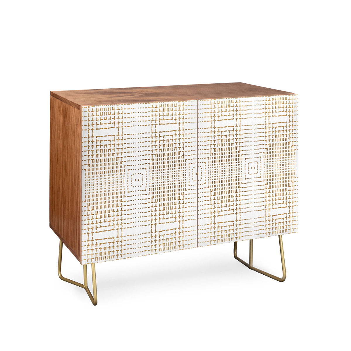 Accent Cabinet with 2 Doors in Brown Walnut Veneer and Steel Legs