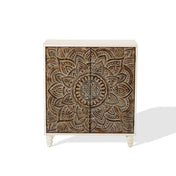 Accent Cabinet with 2 Doors in Cream and Brown Finish