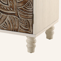 Accent Cabinet with 2 Doors in Cream and Brown Finish