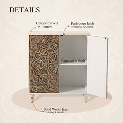 Accent Cabinet with 2 Doors in Cream and Brown Finish