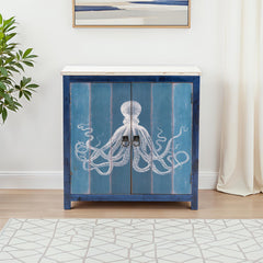 Accent Cabinet with 2 Doors in Deep Blue and White