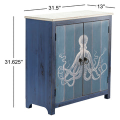 Accent Cabinet with 2 Doors in Deep Blue and White