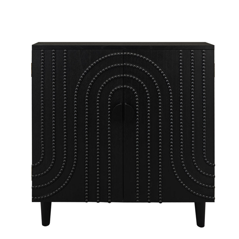 Accent Cabinet with 2 Doors in Gloss Black Wood
