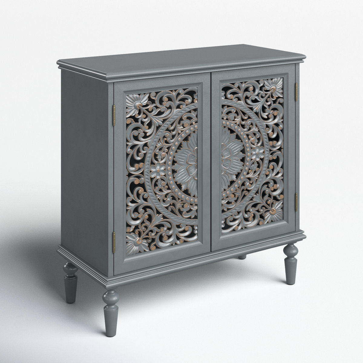 Accent Cabinet with 2 Doors in Gray Manufactured Wood