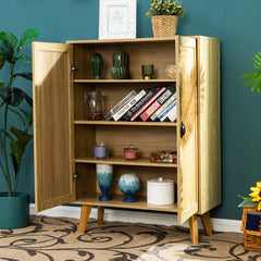 Accent Cabinet with 2 Doors in Light Brown Pine and MDF