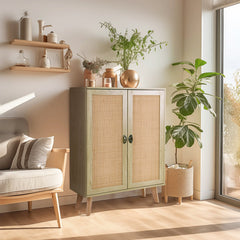 Accent Cabinet with 2 Doors in Light Brown Pine and MDF