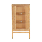 Accent Cabinet with 2 Doors in Natural Rattan and Mahogany