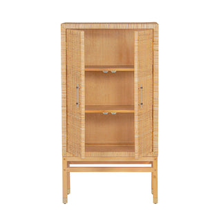 Accent Cabinet with 2 Doors in Natural Rattan and Mahogany