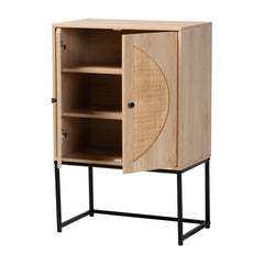 Accent Cabinet with 2 Doors, Natural Top and Black Base