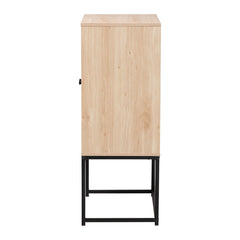 Accent Cabinet with 2 Doors, Natural Top and Black Base