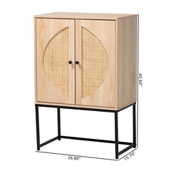 Accent Cabinet with 2 Doors, Natural Top and Black Base