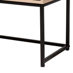 Accent Cabinet with 2 Doors, Natural Top and Black Base