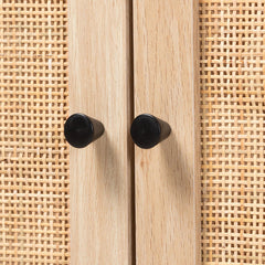 Accent Cabinet with 2 Doors, Natural Top and Black Base