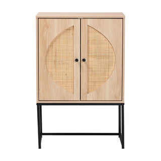 Accent Cabinet with 2 Doors, Natural Top and Black Base