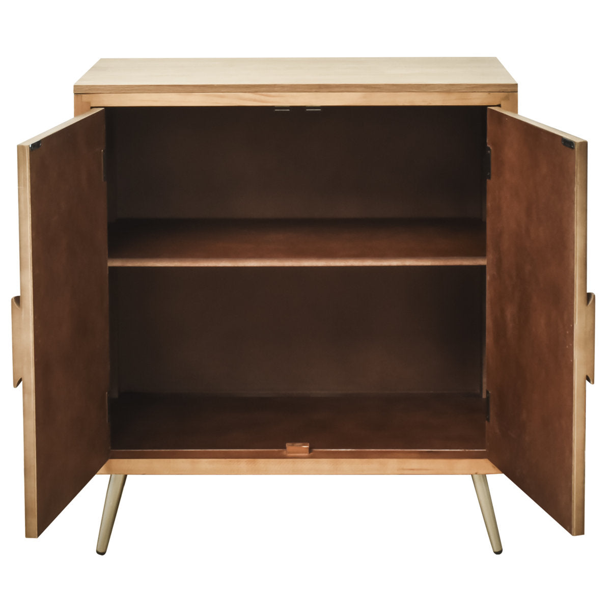 Accent Cabinet with 2 Doors, Solid Wood in Brown