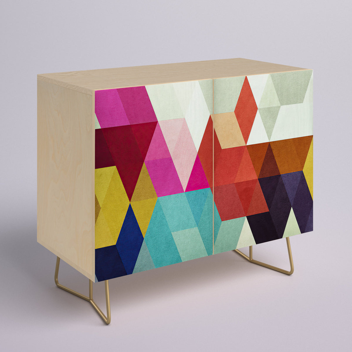 Accent Cabinet with 2 Geometric Print Doors on Steel Legs