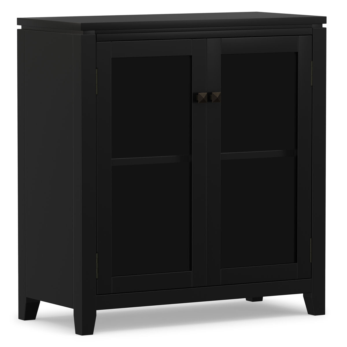 Accent Cabinet with 2 Glass Doors and 2 Adjustable Shelves in Black