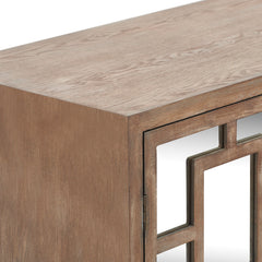 Accent Cabinet with 2 Mirrored Doors and Gray Metal Legs