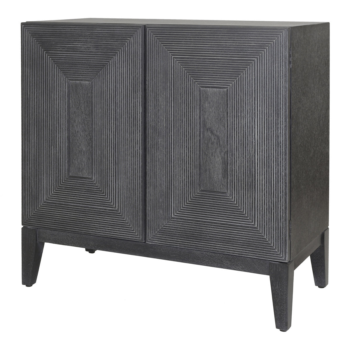 Accent Cabinet with 2 Shelves and Reeded Door in Black