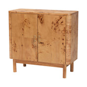 Accent Cabinet with 2 Shelves, Brown Burl Wood Finish
