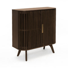 Accent Cabinet with 2 Slatted Doors in Dark Stained Walnut