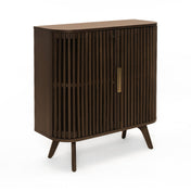 Accent Cabinet with 2 Slatted Doors in Dark Stained Walnut