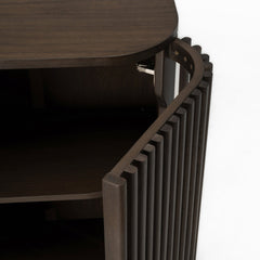 Accent Cabinet with 2 Slatted Doors in Dark Stained Walnut