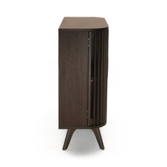 Accent Cabinet with 2 Slatted Doors in Dark Stained Walnut