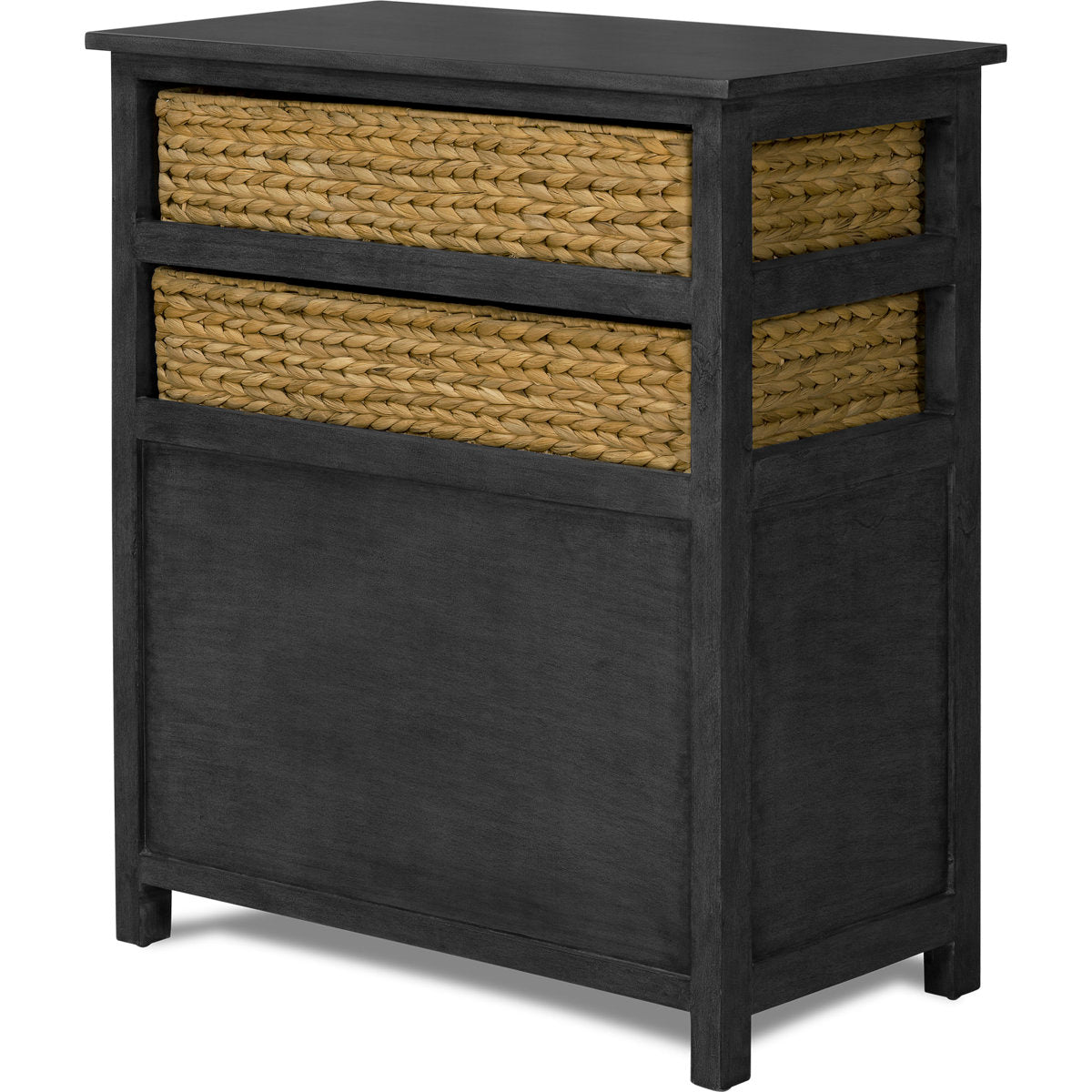 Accent Cabinet with 2 Woven Basket Drawers in Dark Gray