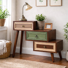 Accent Cabinet with 3 Drawers in Brown, Black and Green