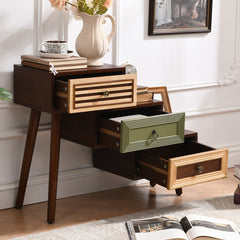 Accent Cabinet with 3 Drawers in Brown, Black and Green