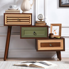 Accent Cabinet with 3 Drawers in Brown, Black and Green