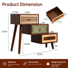 Accent Cabinet with 3 Drawers in Brown, Black and Green