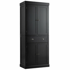 Accent Cabinet with 4 Adjustable Shelves and Drawer in Black Manufactured Wood