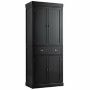 Accent Cabinet with 4 Adjustable Shelves and Drawer in Black Manufactured Wood