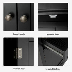 Accent Cabinet with 4 Adjustable Shelves and Drawer in Black Manufactured Wood